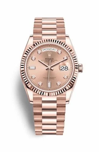 Rolex Day-Date 36 Everose Gold / Fluted / Rose-Diamond / President 128235-0009 (M128235-0009)